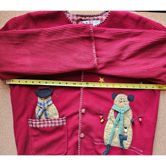 VTG Take Two Christmas Cardigan Corduroy Like Grandma Country Holiday Sweater M - Picture 3 of 11